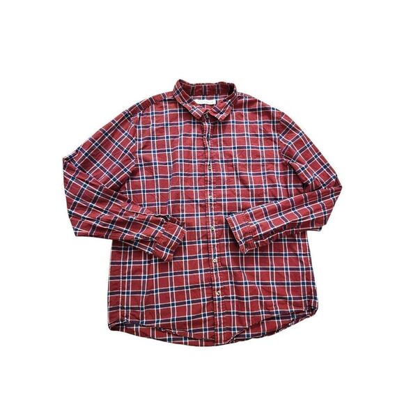 Outerknown Button up Plaid Pocket shirt Men's XL Cotton Longsleeve Collared red - Picture 1 of 9